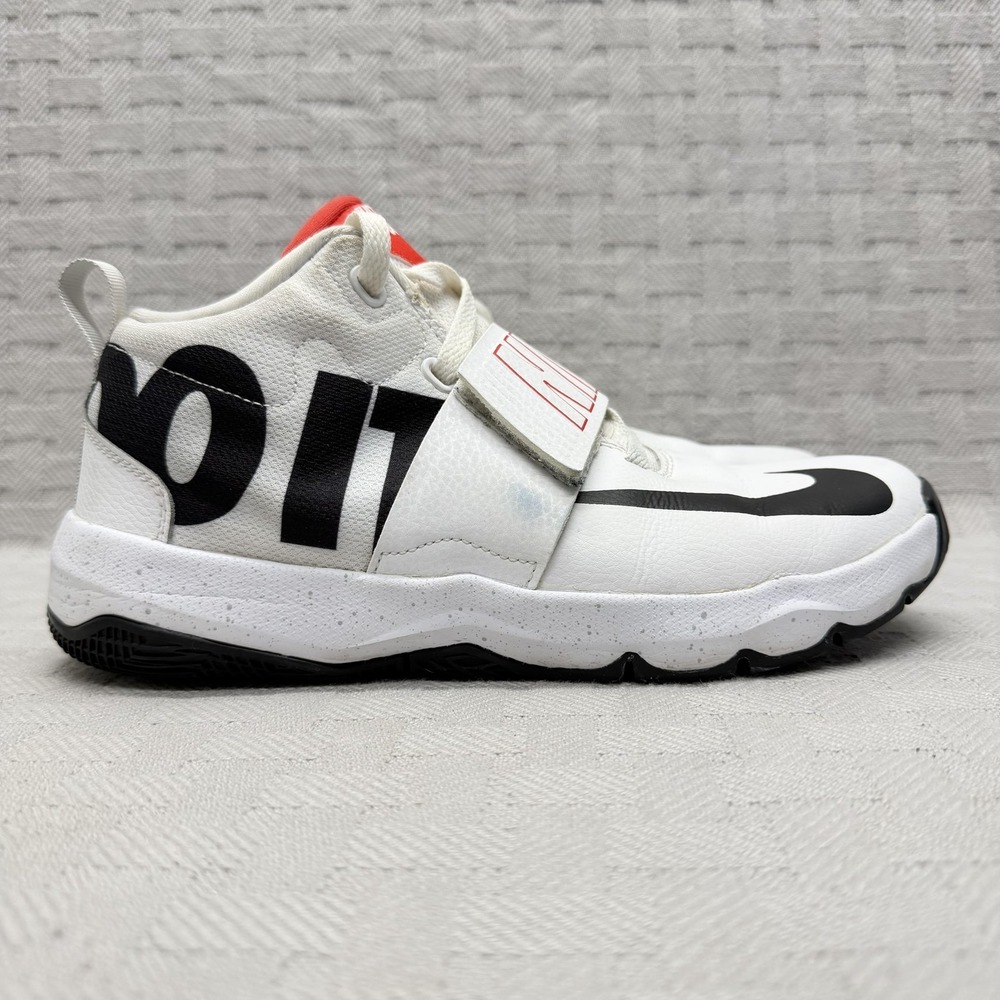 Nike Team Hustle D8 Just‎ Do it Shoes Kids Size 7 White Strap AQ9977-100